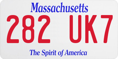 MA license plate 282UK7