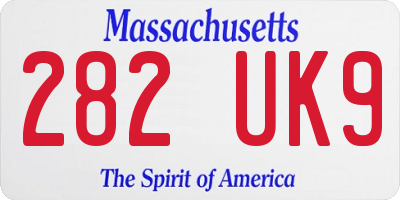 MA license plate 282UK9
