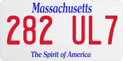 MA license plate 282UL7