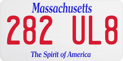 MA license plate 282UL8