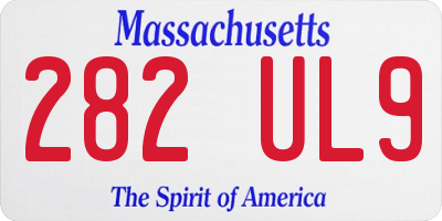 MA license plate 282UL9