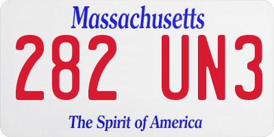 MA license plate 282UN3
