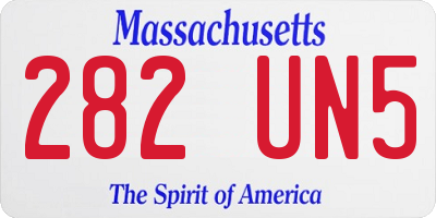 MA license plate 282UN5