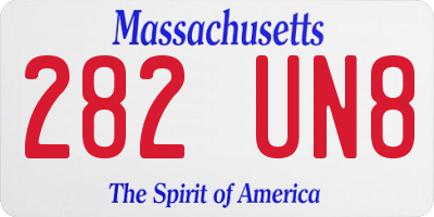 MA license plate 282UN8