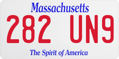 MA license plate 282UN9