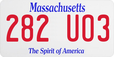 MA license plate 282UO3