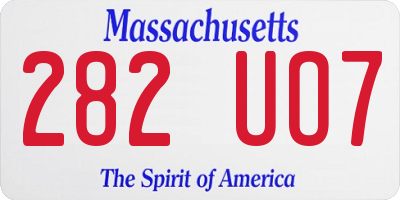 MA license plate 282UO7