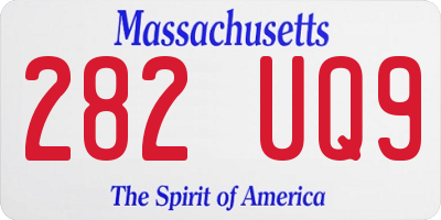 MA license plate 282UQ9