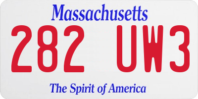 MA license plate 282UW3