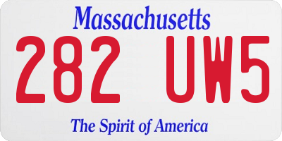 MA license plate 282UW5