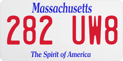 MA license plate 282UW8
