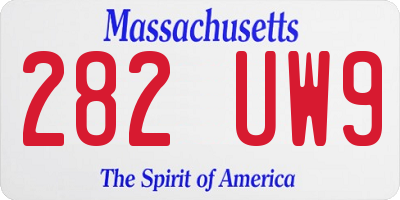 MA license plate 282UW9