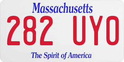 MA license plate 282UY0