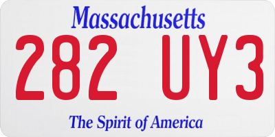 MA license plate 282UY3