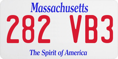 MA license plate 282VB3