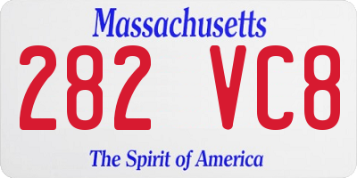 MA license plate 282VC8