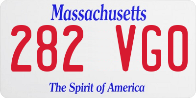 MA license plate 282VG0