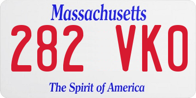MA license plate 282VK0