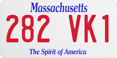 MA license plate 282VK1