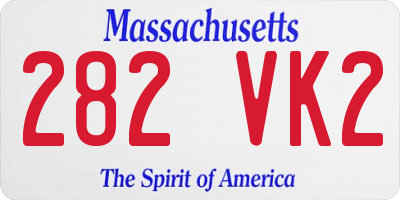MA license plate 282VK2