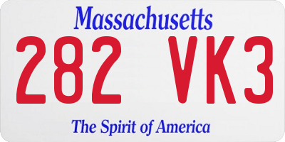 MA license plate 282VK3