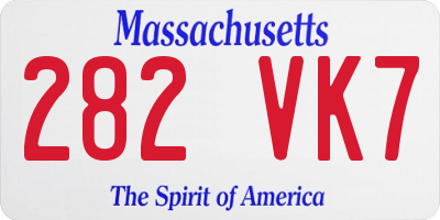 MA license plate 282VK7
