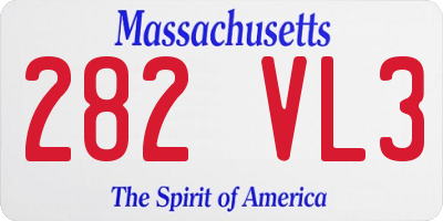 MA license plate 282VL3