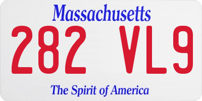 MA license plate 282VL9