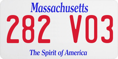 MA license plate 282VO3