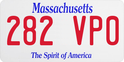 MA license plate 282VP0