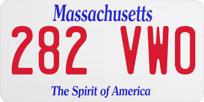 MA license plate 282VW0