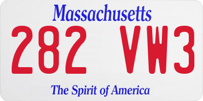MA license plate 282VW3