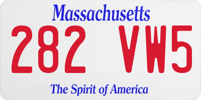 MA license plate 282VW5