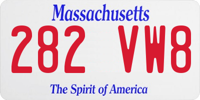 MA license plate 282VW8