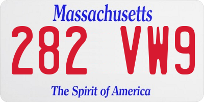 MA license plate 282VW9