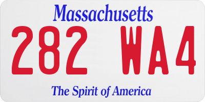 MA license plate 282WA4