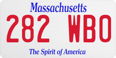 MA license plate 282WB0