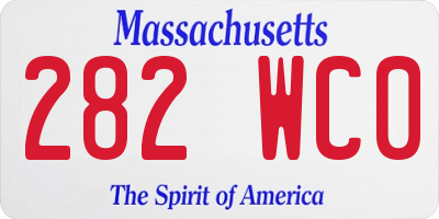 MA license plate 282WC0