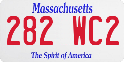 MA license plate 282WC2