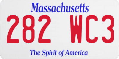 MA license plate 282WC3