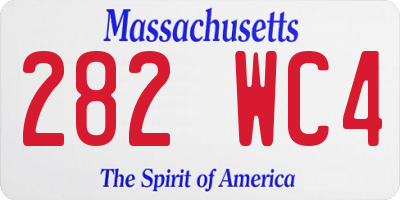 MA license plate 282WC4