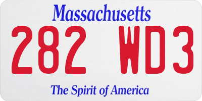 MA license plate 282WD3