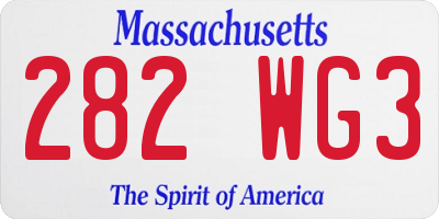 MA license plate 282WG3