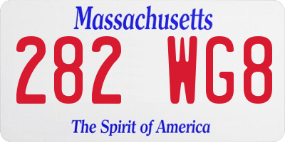 MA license plate 282WG8