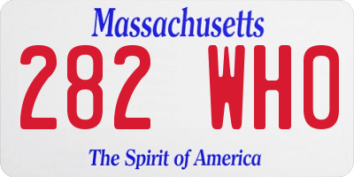 MA license plate 282WH0