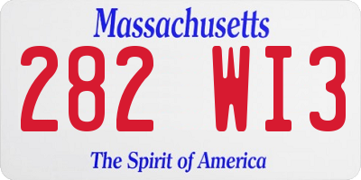 MA license plate 282WI3