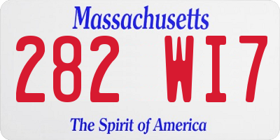 MA license plate 282WI7