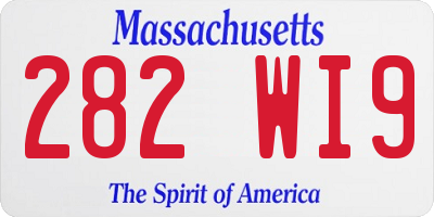 MA license plate 282WI9