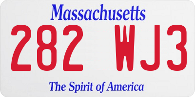 MA license plate 282WJ3