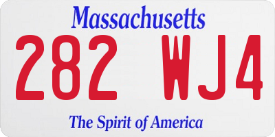 MA license plate 282WJ4